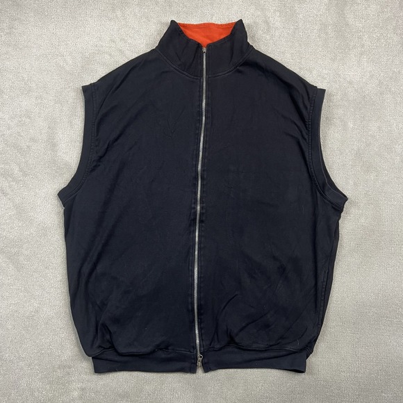 Alan Flusser Golf Vest Mens XXL Navy Pima Cotton Full Zip Mock Neck Sleeveless — photo 2
